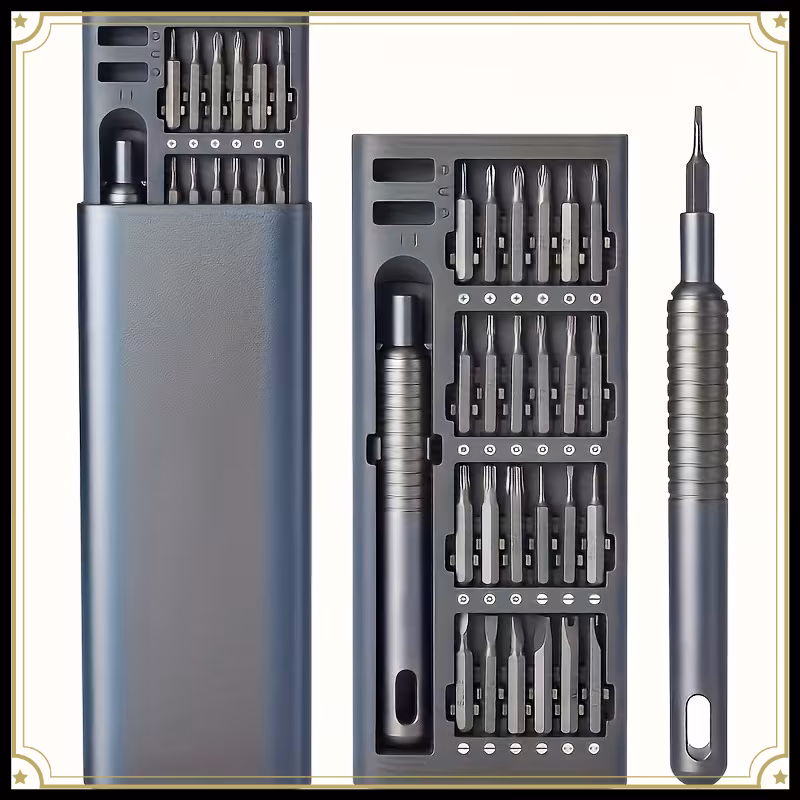 25pcs Precision Screwdriver Set with Flathead And Phillips/Flathead Bit - Heavy-Duty Plastic Constru