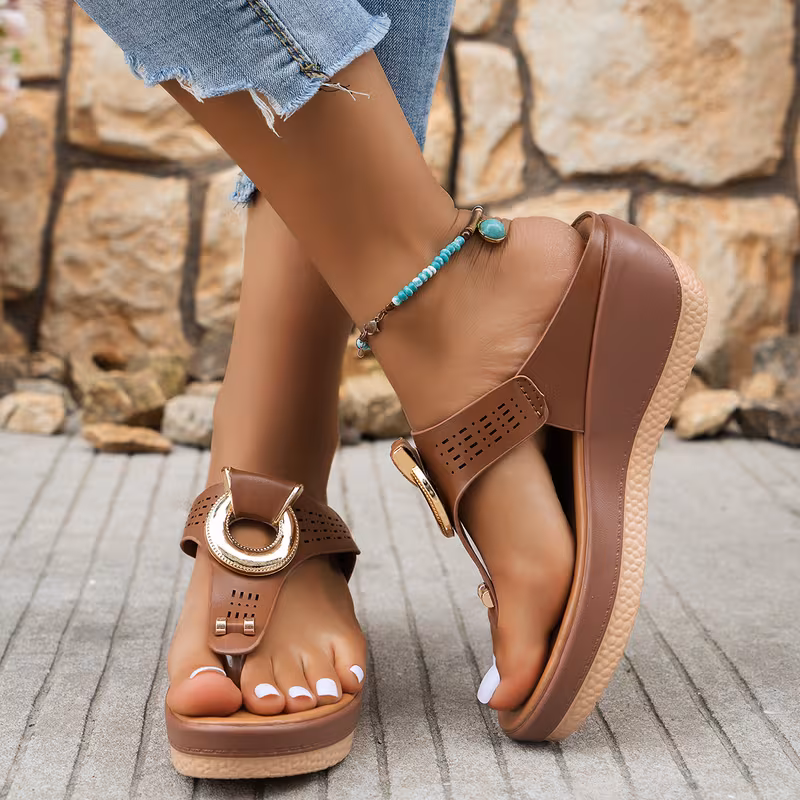 ZOSIVC Women'S Summer Fashionable And Elegant Casual Thick-Soled Wedge Sandals